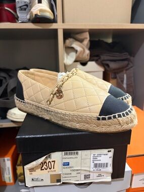 Chanel Quilted Espadrille Beige and Black
